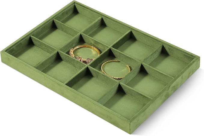 Velvet Stackable Jewelry Display Tray, 12 Grid Watch Bangle Bracelet Storage - Image 3