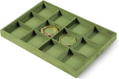 Velvet Stackable Jewelry Display Tray, 12 Grid Watch Bangle Bracelet Storage - Image 3