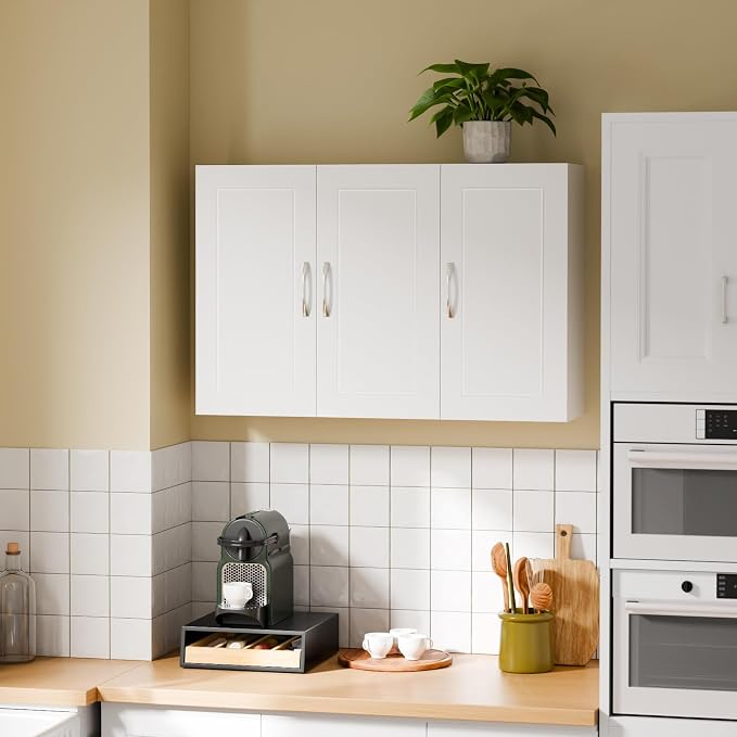 SoBuy Bathroom Wall Cabinet, Large 3-Door, 23.6 x 11.8 x 35.4 in, Kitchen & - Image 9