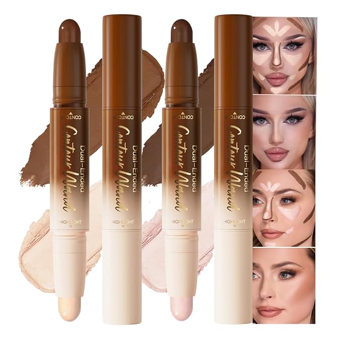2Pcs Cream Contour Stick Face Body Makeup Dual Ended, Nuetral Nude Beige & by evpct