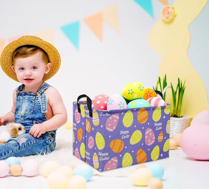 Rectangular Easter Basket Purple Easter Egg Gift Basket Baby Storage Basket - Image 3