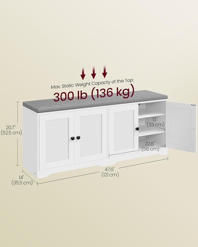 VASAGLE Shoe Storage Bench - Image 3