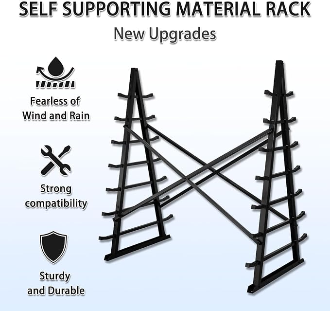 Horizontal Storage Rack Steel Pipe Storage Rack Heavy Duty Adjustable 7-Tier - Image 2