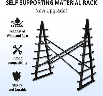 Horizontal Storage Rack Steel Pipe Storage Rack Heavy Duty Adjustable 7-Tier - Image 2