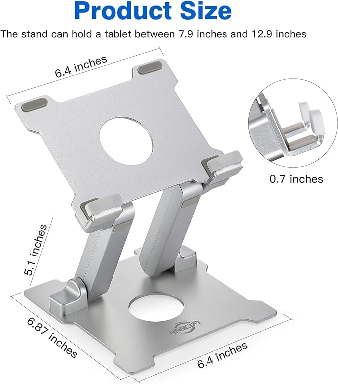 KABCON Quality Tablet Stand, Adjustable Foldable Eye-Level Aluminum Solid Up to - Image 2