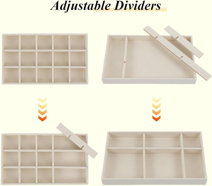8 Pack Velvet Jewelry Trays Stackable Jewelry Organizer Tray Inserts - Image 3