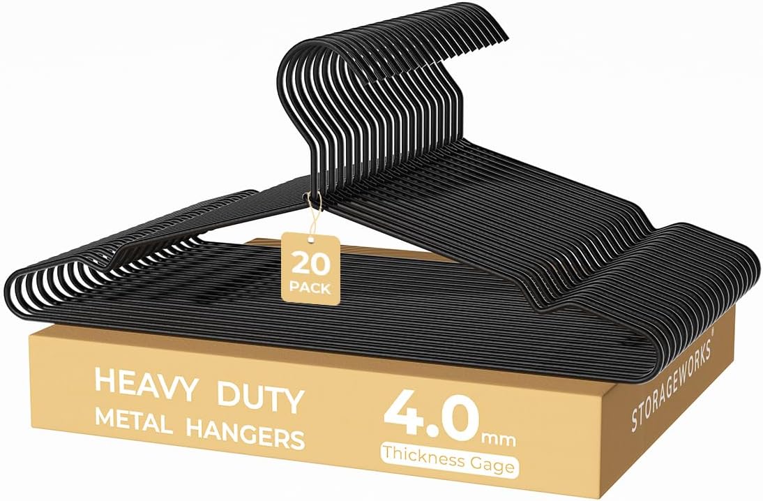 StorageWorks 4mm Super Thick Metal Wire Hangers, Heavy Duty Stainless Steel by StorageWorks