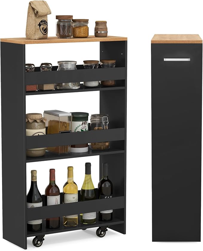 LOKO 4-Tier Rolling Storage Cart, 8 Inches Slim Kitchen Cart on Wheels by LOKO