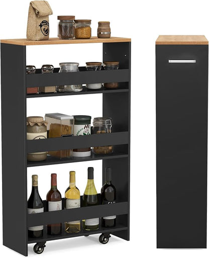 LOKO 4-Tier Rolling Storage Cart, 8 Inches Slim Kitchen Cart on Wheels by LOKO