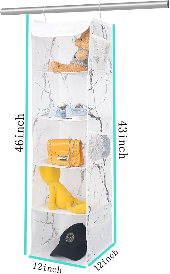 BrilliantJo 5 Shelves Hanging Closet Organizer, 2 Pack Hanging Storage - Image 3