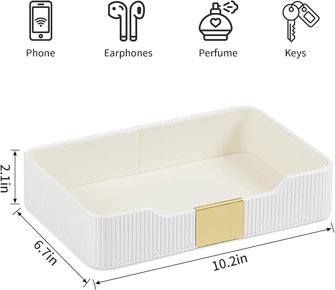 Valet Tray Desktop Storage Organizer, PU Leather Catchall Bedside Vanity Tray - Image 7