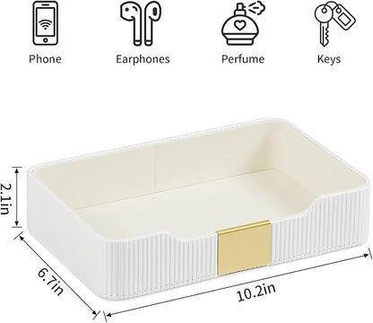 Valet Tray Desktop Storage Organizer, PU Leather Catchall Bedside Vanity Tray - Image 7