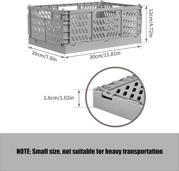 Domiella 2-Pack Crates for Storage, Storage Crates Plastic Stackable, Foldable - Image 2