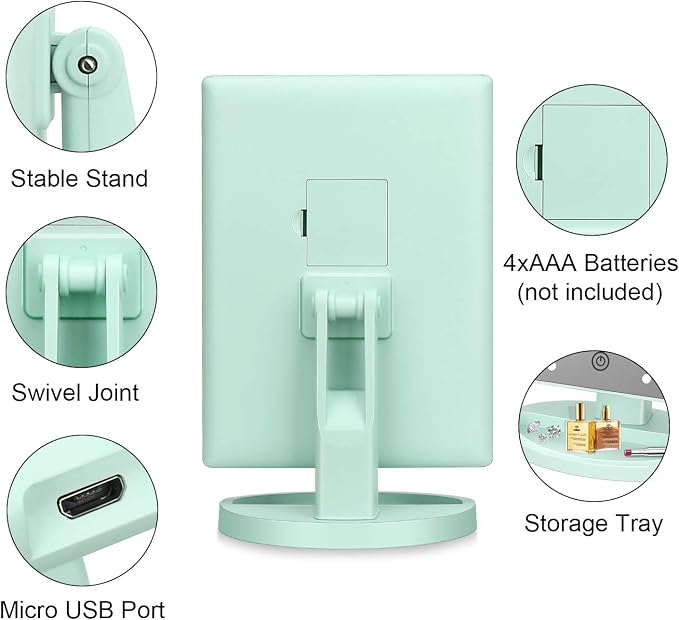 deweisn Tri-Fold Lighted Vanity Tabletop Mount Mirror - Image 3