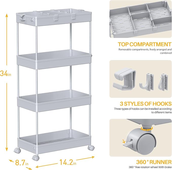 SPACELEAD 4 Tier Rolling Cart - Image 5