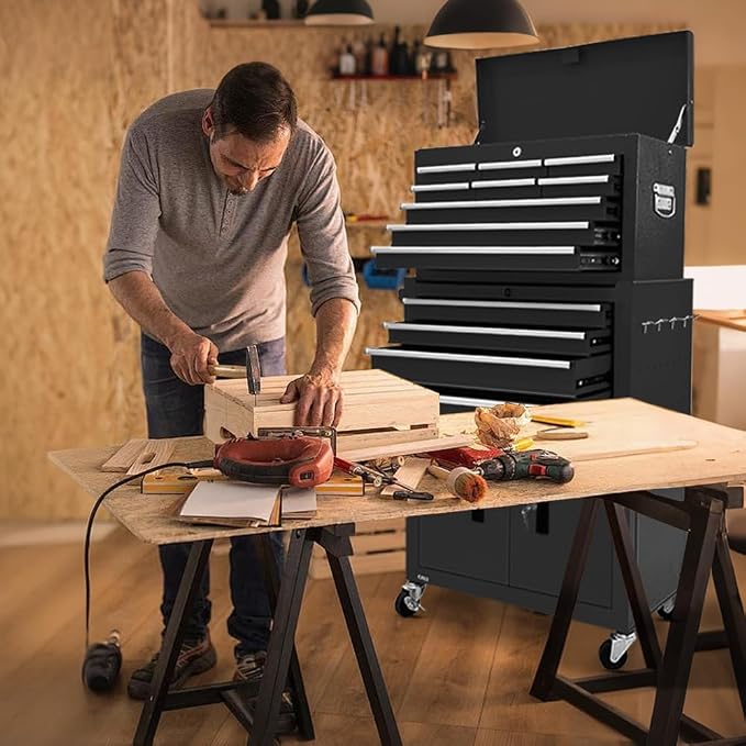 Tool Chest 13-Drawer with Double Door Handle, 2 in 1 Detachable Rolling Tool - Image 2