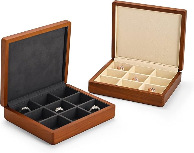Oirlv Solid Wood Ring Jewelry Box Organizer Earrings Jewelry Drawer Organizer - Image 4
