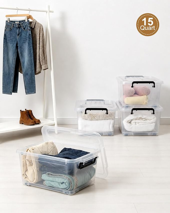 NUMIFUN 15QT Storage Bins with lids, Stackable Space Saver - Image 6