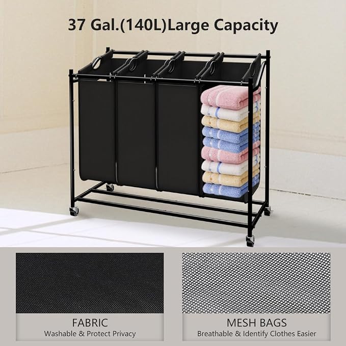 LUCKUP Laundry Sorter 4 Sections - Image 5