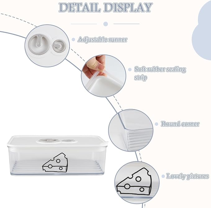 Cheese Container for Refrigerator, Cream Cheeses Storage Box, Cheese Keeper - Image 2