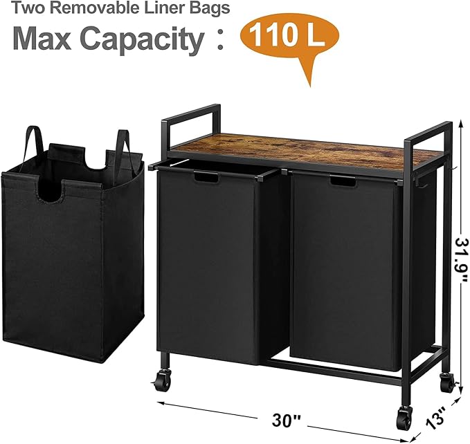 WOWLIVE Double Laundry Hamper - Image 4