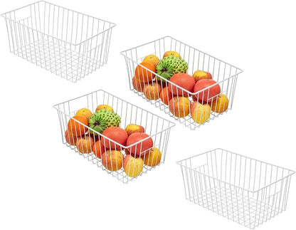 16Lx12Wx6H inch Wider Freezer Organizer Baskets Container, Refrigerator Metal by lonpute