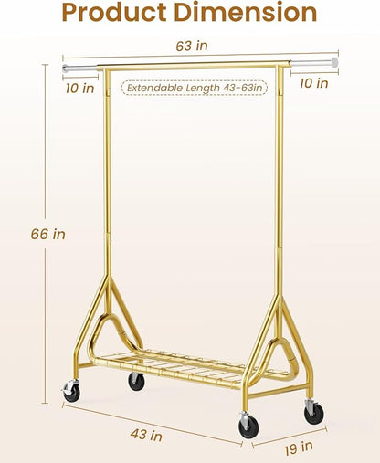 Heavy Duty Clothes Rack, Metal Clothing Rack Load 450 LBS, Rolling Coat Racks - Image 8