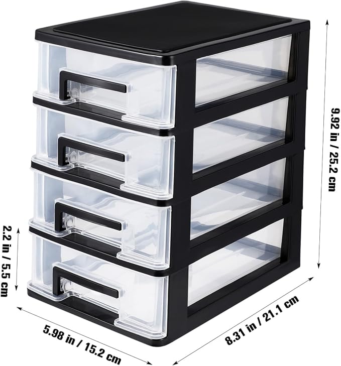 Angoily 4 Drawer Desk Organizer, Plastic Home Office Storage Organizer - Image 3