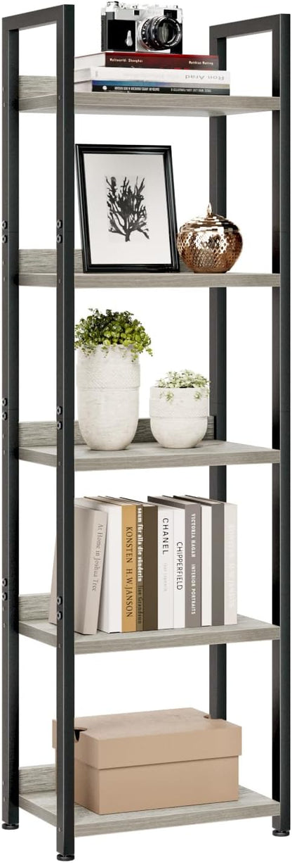 NUMENN Narrow Bookshelf, 5 Tier Freestanding Shelving Unit, Falling Prevention by NUMENN