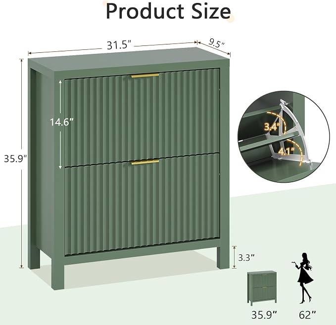 YOMILUVE Fluted Shoe Storage Cabinet - Image 2