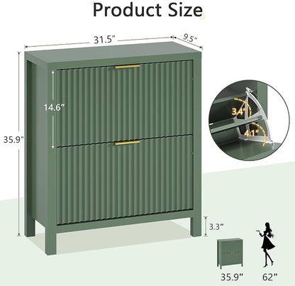 YOMILUVE Fluted Shoe Storage Cabinet - Image 2