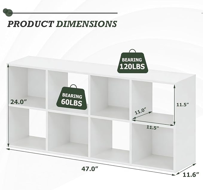 8-Cube Storage Organizer Shelf, Open Cube Bookshelf, Reversible Bookcase - Image 3
