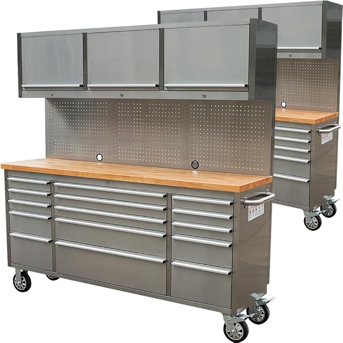 2 Pack - 72" Stainless Steel Rolling Tool Chest by UYRIE