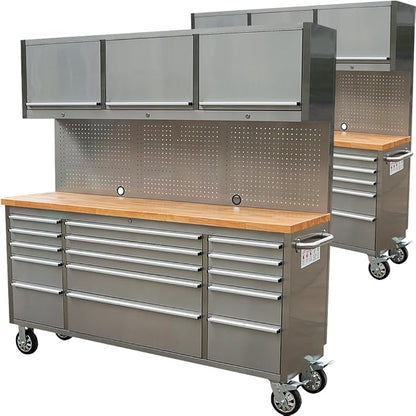 2 Pack - 72" Stainless Steel Rolling Tool Chest by UYRIE