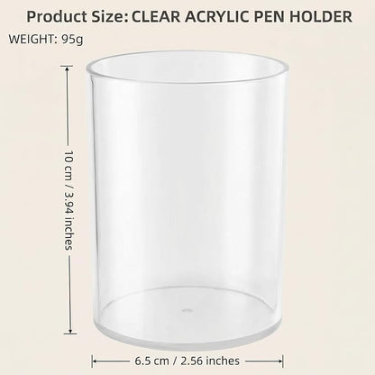 2 Pcs Clear Acrylic Pen Holder, Cylinder Desktop Organizer - Image 2