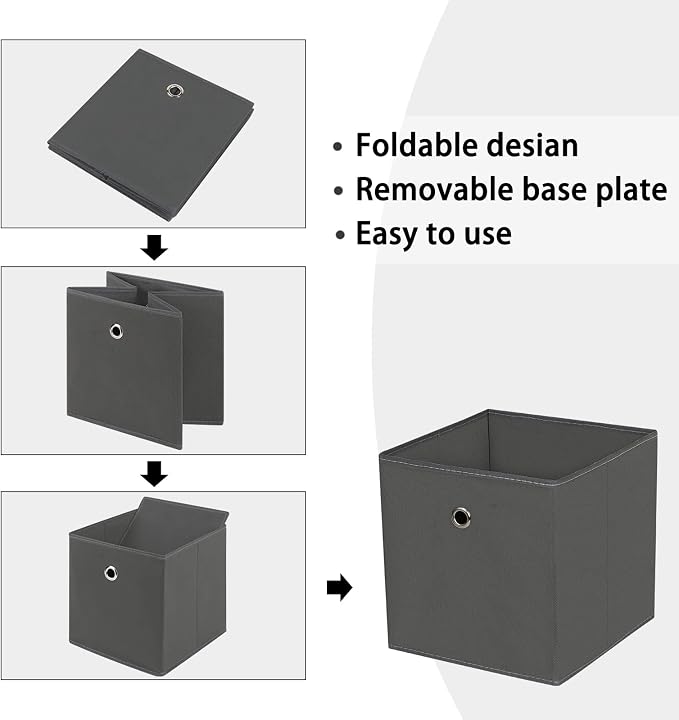 Foldable Storage Cubes Bins, 11 Inch Cloth Storage Cube Fabric Storage Box - Image 6