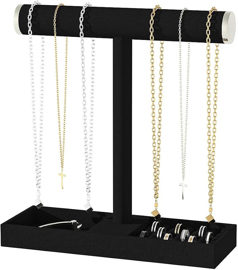 Bracelet and Necklace Holder, Velvet Jewelry Necklace Display Organizer Stand by Ausalivan
