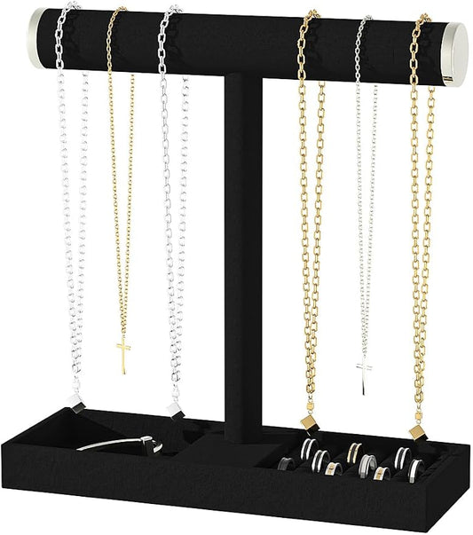 Bracelet and Necklace Holder, Velvet Jewelry Necklace Display Organizer Stand by Ausalivan