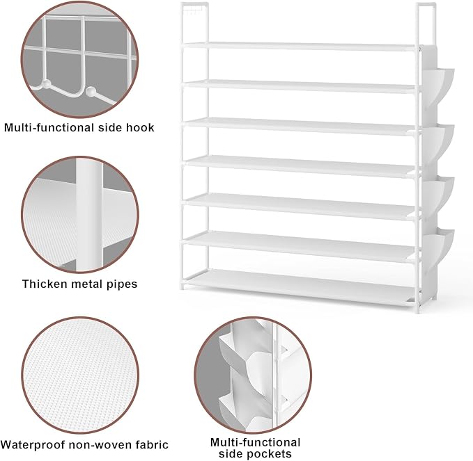 OYREL Shoe Rack 7 Tier Tall 28-35Pairs Organizer Storage | Closet Entryway - Image 7