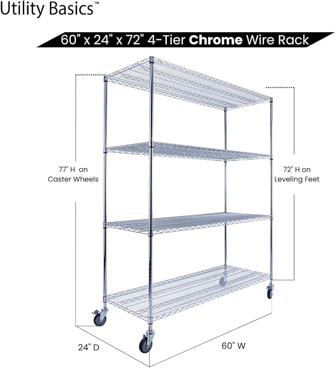 NSF Commercial 4-Tier Wire Shelving - Image 7