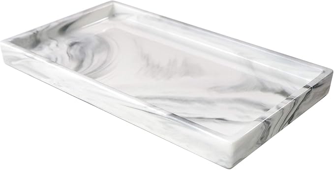White Marble Bathroom Counter Tray by Goporcelain