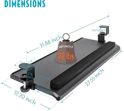 EHO Large Ergonomic C-Clamp Keyboard Tray Mount Under Desk - Image 2
