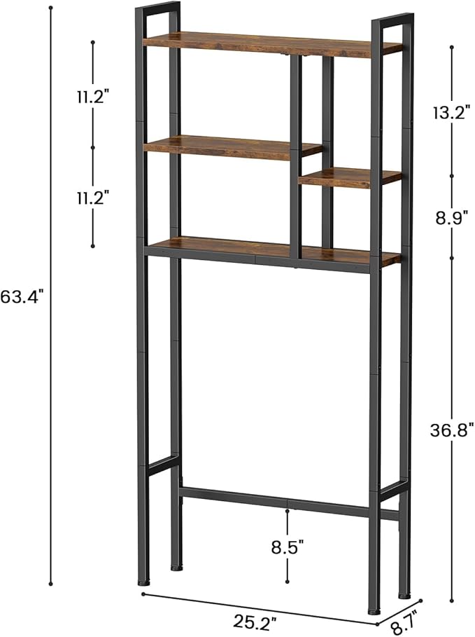 Asgolion Over-The-Toilet Storage Rack, 3-Tier Bathroom Shelves Over Toilet | - Image 2