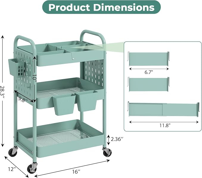 danpinera Rolling Cart, Movable Utility Organizer - Image 2