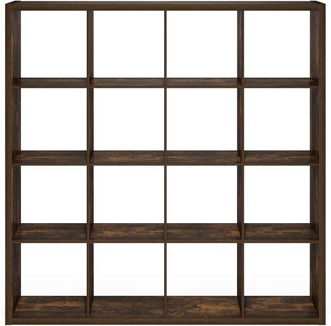 Furinno Cubicle 16-Cube Book Shelf, Extra Thick Frame Bookshelf, Amber Pine | - Image 9