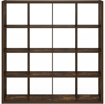 Furinno Cubicle 16-Cube Book Shelf, Extra Thick Frame Bookshelf, Amber Pine | - Image 9