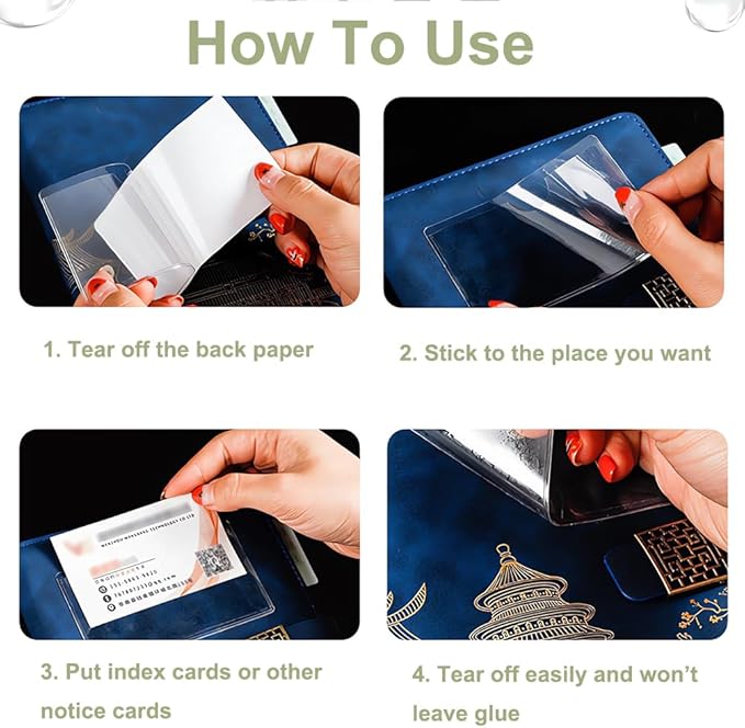 60 Pack Clear Self Adhesive Label Pockets, 4 x 2 Inch Label Holders Index Card - Image 4
