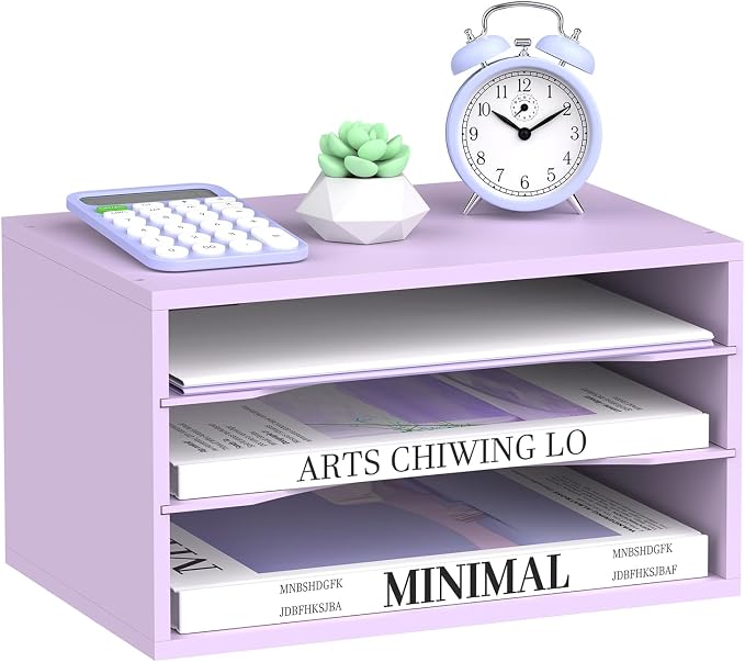 3 Tier Wood Desk Organizer, Paper Organizer by SUPEASY