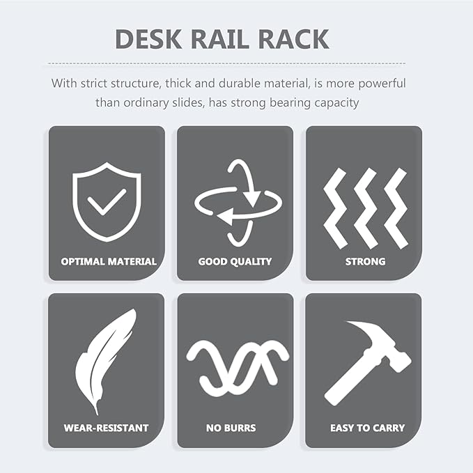 1 Set Underdesk Keyboard Tray Sliding Rails, 14-23 Inch Heavy Duty Steel Drawer - Image 7