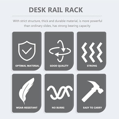 1 Set Underdesk Keyboard Tray Sliding Rails, 14-23 Inch Heavy Duty Steel Drawer - Image 7